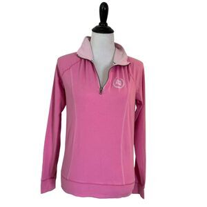 Victoria's Secret PINK Zip Pullover Size S‎ LOVE PINK Logo Long Sleeve Top